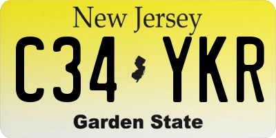 NJ license plate C34YKR