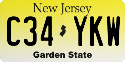 NJ license plate C34YKW