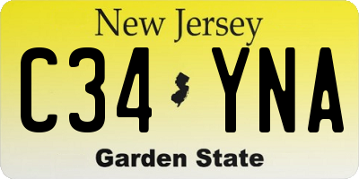 NJ license plate C34YNA