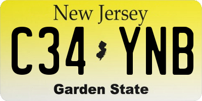 NJ license plate C34YNB