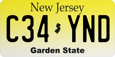 NJ license plate C34YND