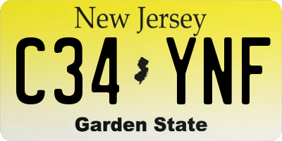 NJ license plate C34YNF