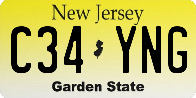 NJ license plate C34YNG