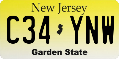 NJ license plate C34YNW
