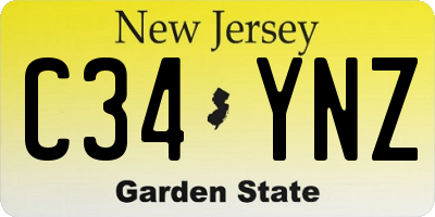 NJ license plate C34YNZ