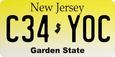 NJ license plate C34YOC