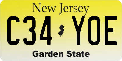 NJ license plate C34YOE