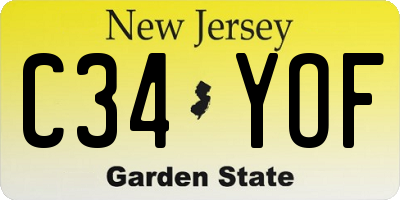 NJ license plate C34YOF