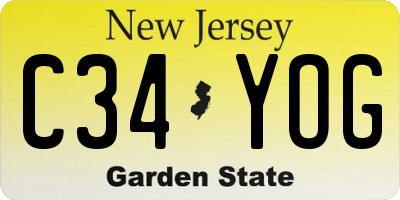 NJ license plate C34YOG