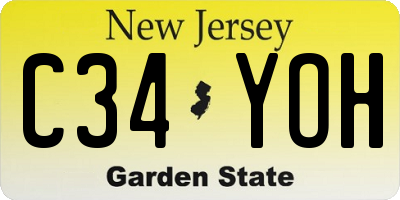 NJ license plate C34YOH