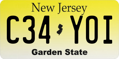 NJ license plate C34YOI
