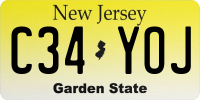 NJ license plate C34YOJ