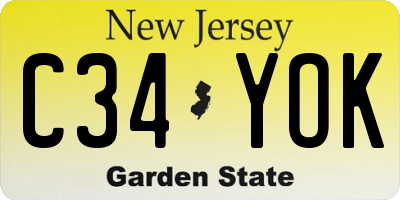 NJ license plate C34YOK