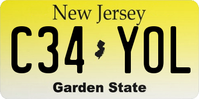 NJ license plate C34YOL