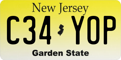 NJ license plate C34YOP