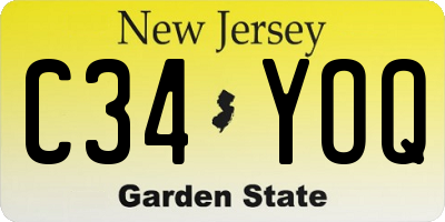 NJ license plate C34YOQ