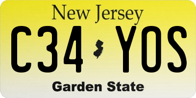 NJ license plate C34YOS