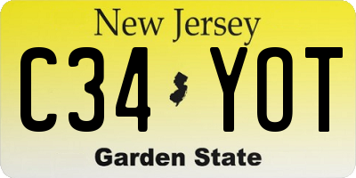 NJ license plate C34YOT