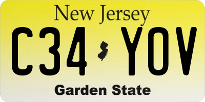 NJ license plate C34YOV