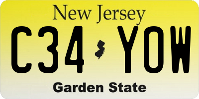 NJ license plate C34YOW