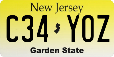 NJ license plate C34YOZ
