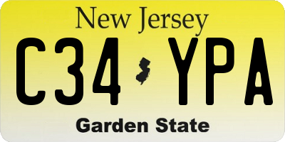 NJ license plate C34YPA