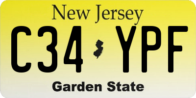 NJ license plate C34YPF
