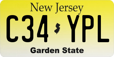 NJ license plate C34YPL
