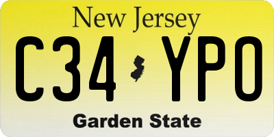 NJ license plate C34YPO