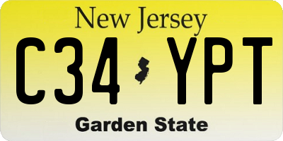 NJ license plate C34YPT