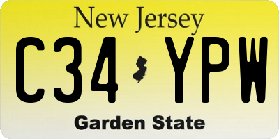 NJ license plate C34YPW