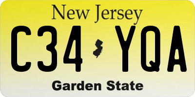 NJ license plate C34YQA
