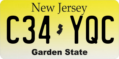 NJ license plate C34YQC