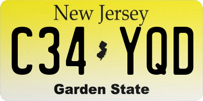 NJ license plate C34YQD