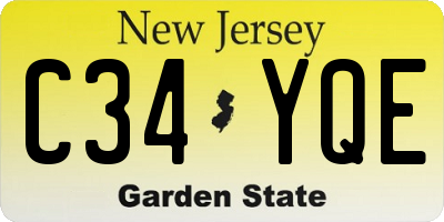 NJ license plate C34YQE