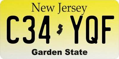 NJ license plate C34YQF