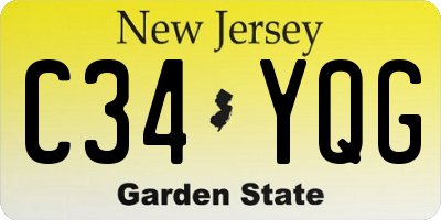 NJ license plate C34YQG