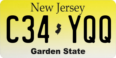 NJ license plate C34YQQ