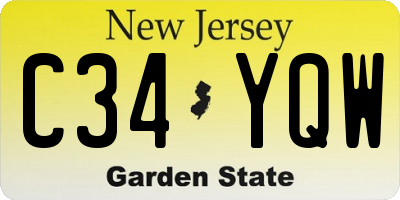 NJ license plate C34YQW