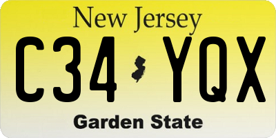NJ license plate C34YQX