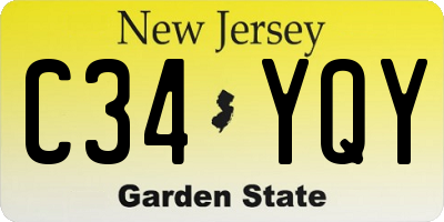 NJ license plate C34YQY