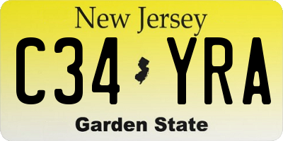 NJ license plate C34YRA