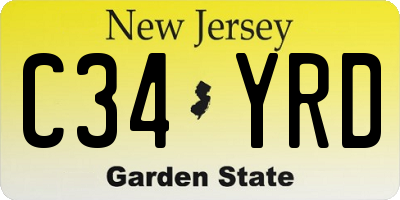 NJ license plate C34YRD