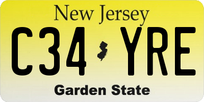 NJ license plate C34YRE