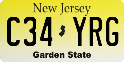 NJ license plate C34YRG