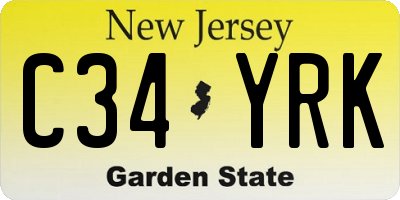 NJ license plate C34YRK