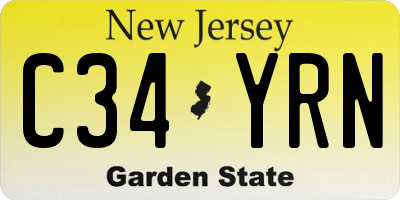 NJ license plate C34YRN