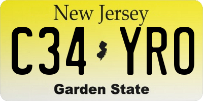 NJ license plate C34YRO