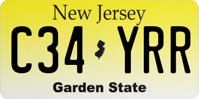 NJ license plate C34YRR