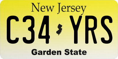 NJ license plate C34YRS